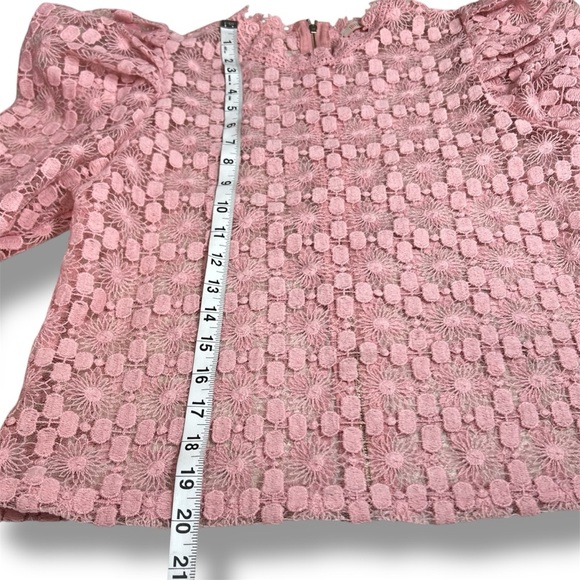 Mele e Pere Floral Top Small Lace Blouse Pink Sheer Romantic Cottagecore Fairy‎ - Picture 5 of 6